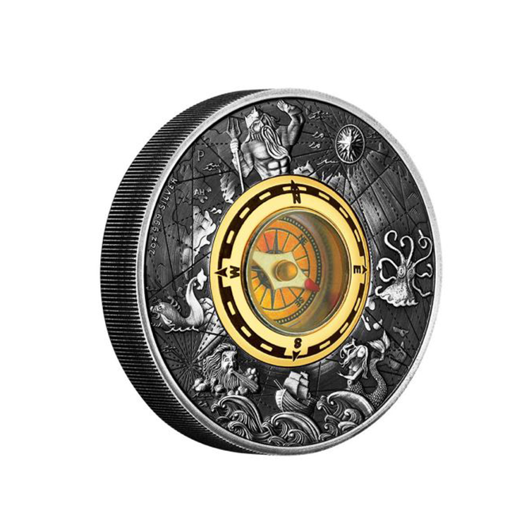 2 Oz Compass Antiqued Coin